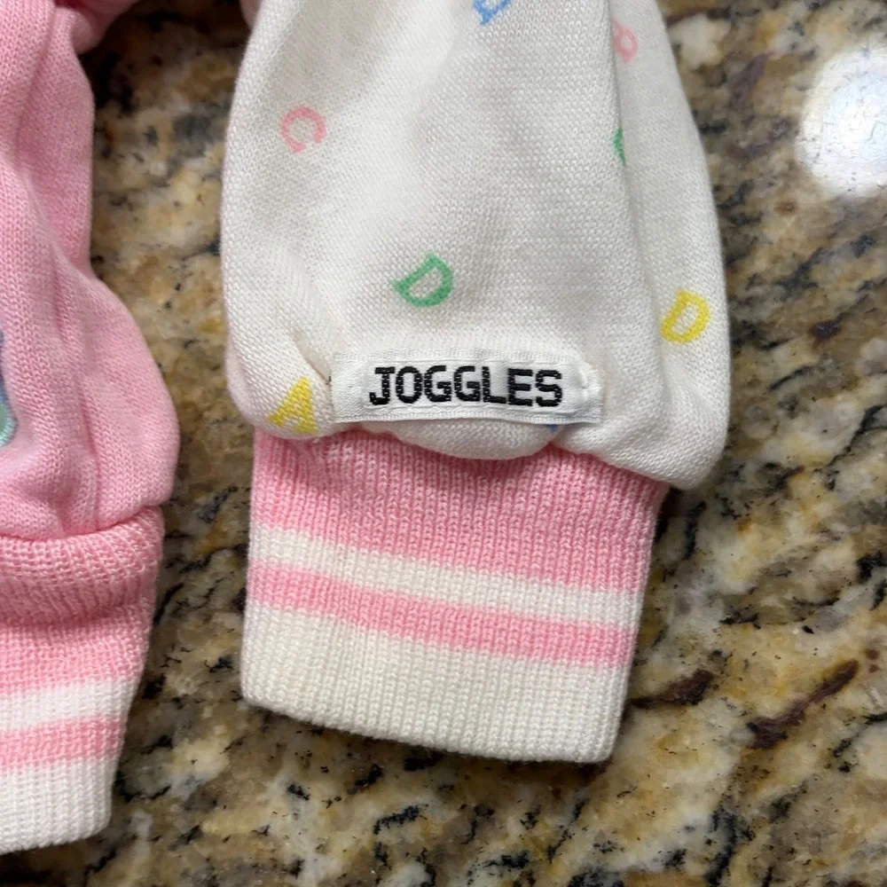 Vintage Joggles Baby Girl‎ Alphabet Blocks Hoodie Pink White 12 Months 80s 90s